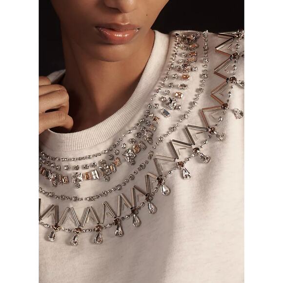 Anthropologie Maeve Embellished Collar Pullover Size L NWT - Picture 2 of 13